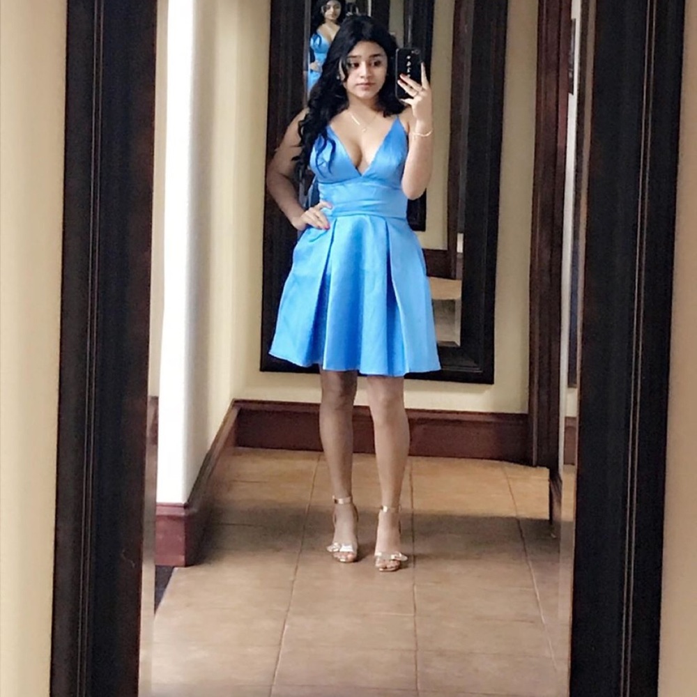 A blue dress